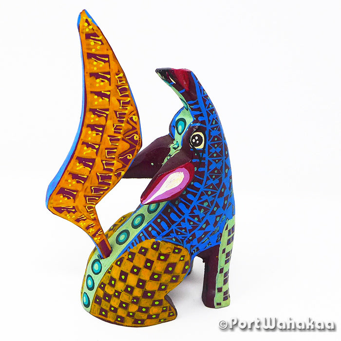 Coyote Oaxacan Navajo Geoglyphic Austin Texas Artist - Candido Perez Carving Small, Coyote, lobo, San Martin Tilcajete