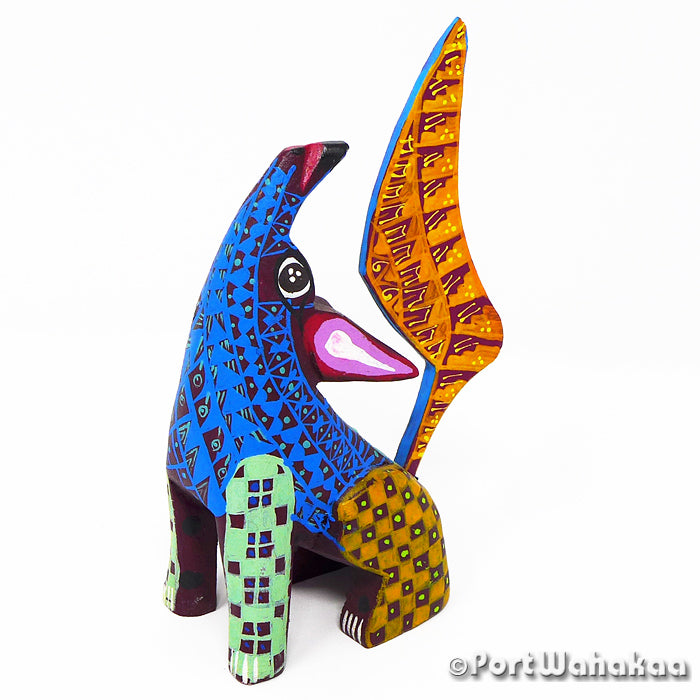 Coyote Oaxacan Navajo Geoglyphic Austin Texas Artist - Candido Perez Carving Small, Coyote, lobo, San Martin Tilcajete