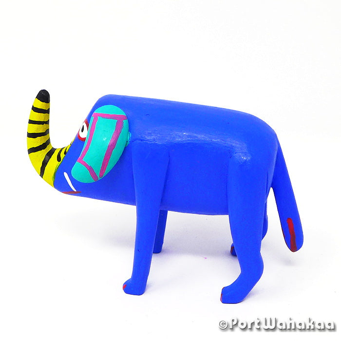 Austin Texas Blue Elephant Alebrije Port Wahakaa Oaxaca Carvings Artist - Reynaldo Santiago Carving Small, Elephant, La Union