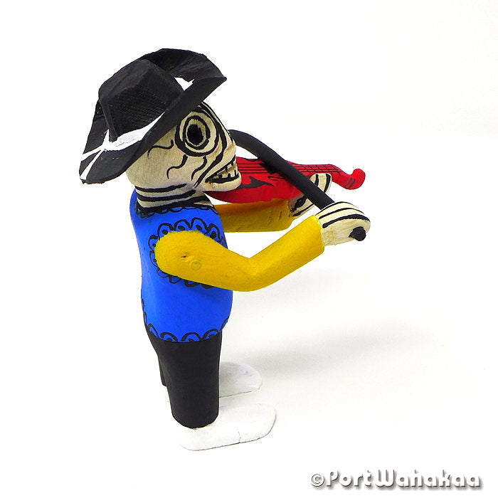 Calixto Santiago La Union Copal Oaxaca Figure Carver Austin Texas Artist - Calixto Santiago Carving Small Medium, La Union, Musician, Skeleton