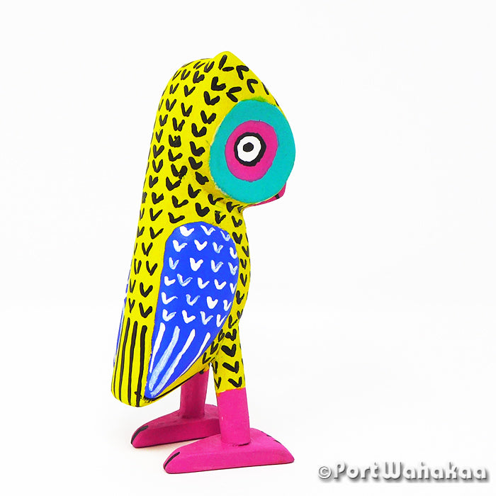 Firefly Owl Oaxacan Wood Carvings for Sale Austin Texas Artist - Reynaldo Santiago Aves, Avia, Buho, Carving Small, La Union, Owl