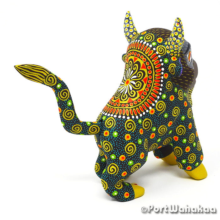 Helix Buffalo Copal Wood Alebrije Oaxacan Carvings for Sale Texas Artist - Yesenia Castro Arrazola, Bison, Buffalo, Carving Medium