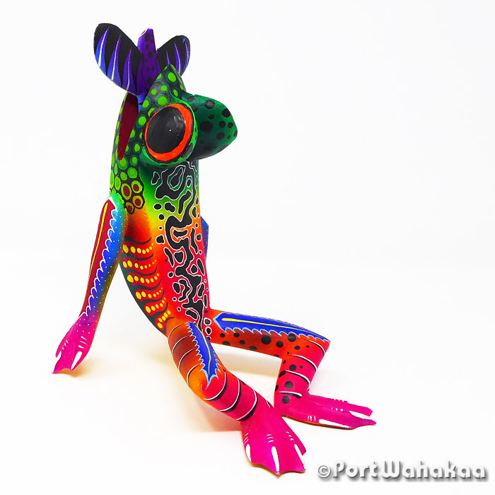 Flycatcher Frog Copal Wood Oaxacan Alebrije Carvings for Sale Texas Artist - Rogelio Blas Carving Medium Large, Frog, Rana, San Pedro Cajonos, Sapo, Toad