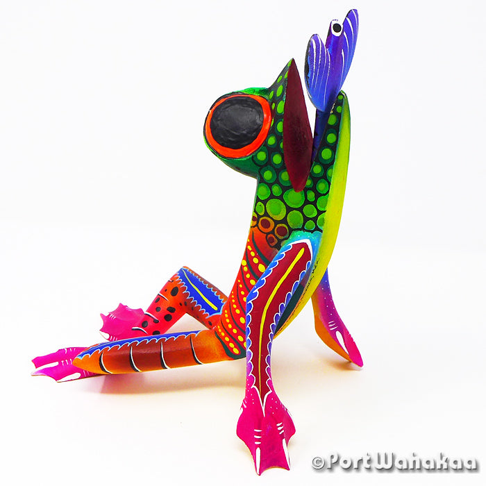 Flycatcher Frog Copal Wood Oaxacan Alebrije Carvings for Sale Texas Artist - Rogelio Blas Carving Medium Large, Frog, Rana, San Pedro Cajonos, Sapo, Toad