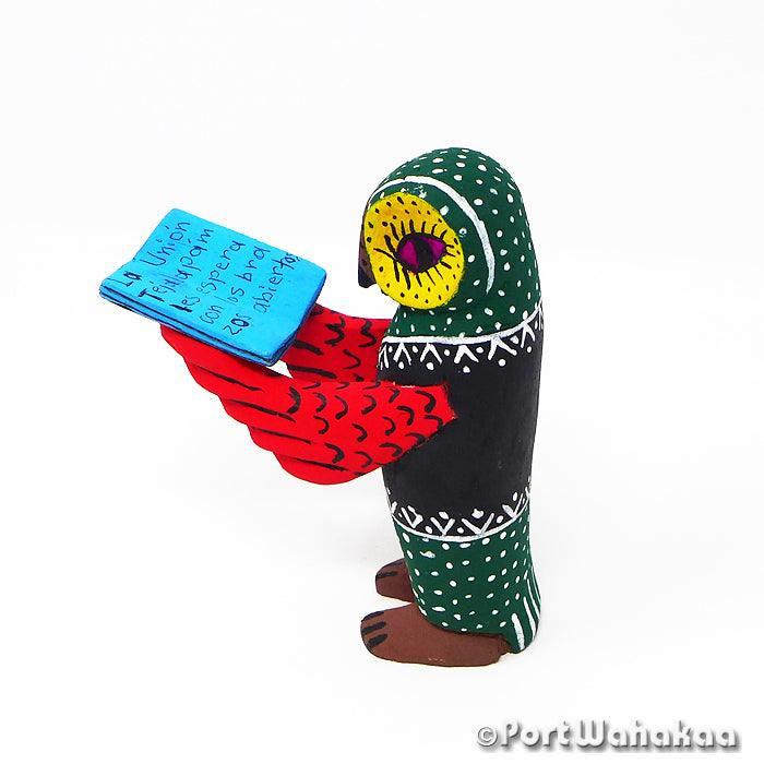 Octlan Owl Student Folk Art Oaxacan Wood Carving for Sale Austin Texas Artist - Calixto Santiago Buho, Carving Small, La Union, Owl, Student