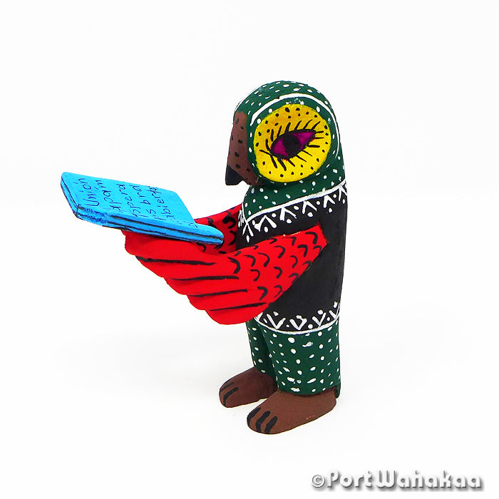 Octlan Owl Student Folk Art Oaxacan Wood Carving for Sale Austin Texas Artist - Calixto Santiago Buho, Carving Small, La Union, Owl, Student