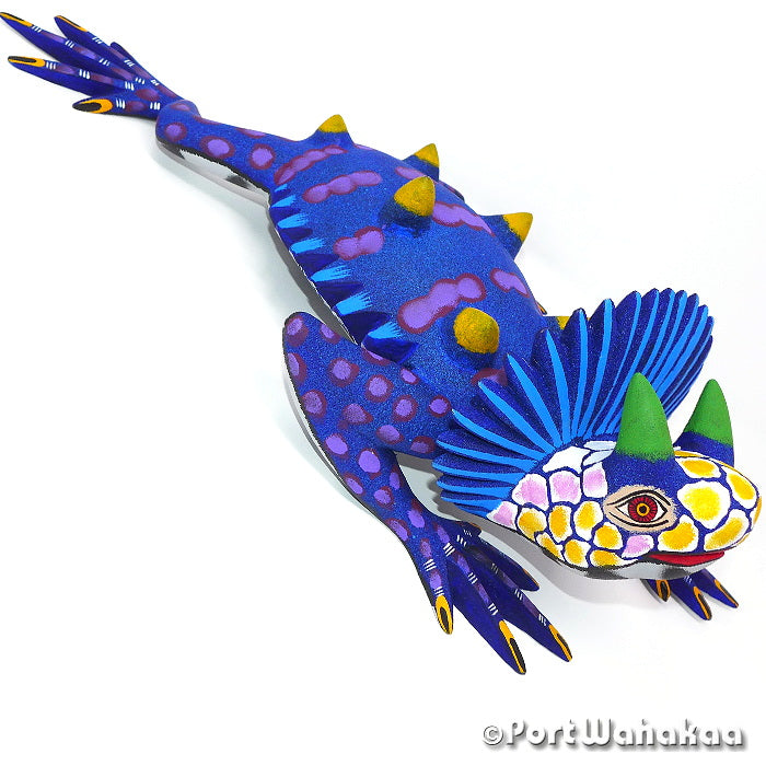 King Spiny Toad Austin Texas Oaxacan Wood Carvings for Sale Artist - Susano Morales Arrazola, Carving Giant, Chamelon, Iguana, Lizard, Reptile