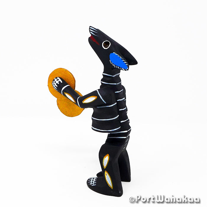 Copal Wood Oaxacan Alebrije Carving for Sale Texas Cymbals Coyote Artist - Martin Xuana Carving Small Medium, Coyote, Day of the Dead, Festivos, Skeleton