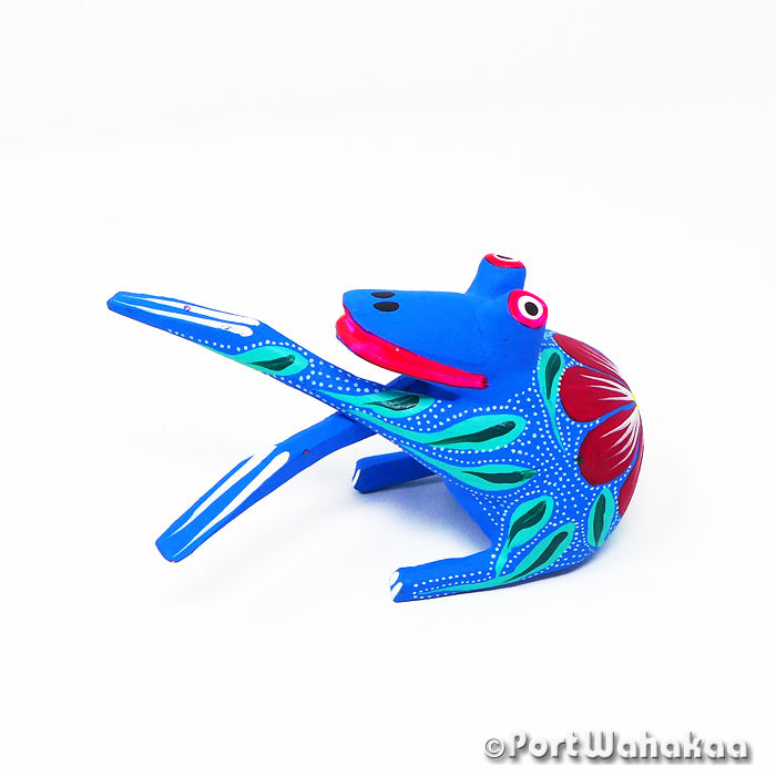 Kismet Frog Oaxacan Wood Carvings for Sale Austin Texas Artist - Martin Xuana Carving Small, Frog, Rana, San Martin Tilcajete