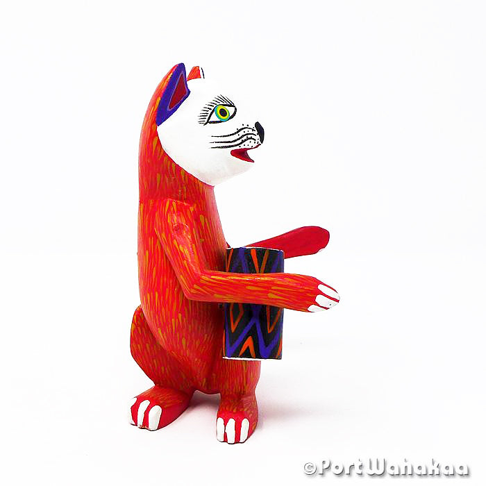 Oaxacan Wood Carvings for Sale Texas Bongo Cat Artist - Martin Xuana Cat, Day of the Dead, Festivo, Gato, Musician, San Martin Tilcajete