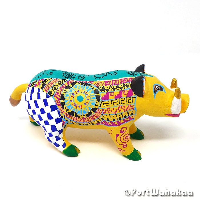 Warthog Wood Carving Oaxacan Alebrije for Sale Austin Texas Artist - Gil Santiago Arrazola, Carving Small, Cerdo, Pig, Warthog, Wild Hog