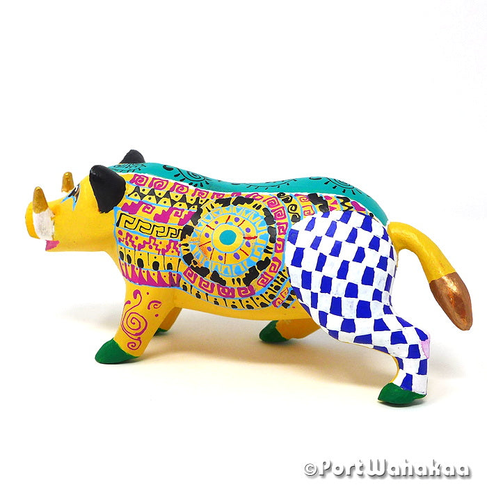 Warthog Wood Carving Oaxacan Alebrije for Sale Austin Texas Artist - Gil Santiago Arrazola, Carving Small, Cerdo, Pig, Warthog, Wild Hog