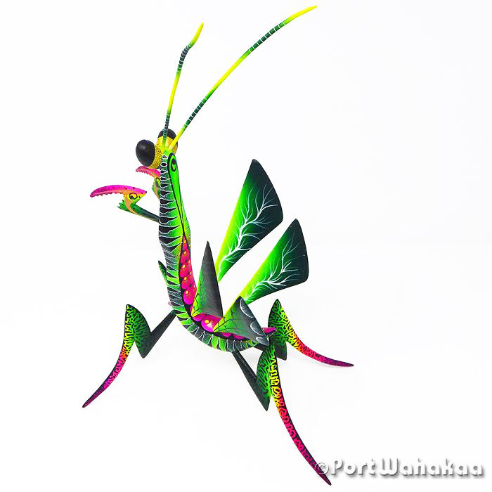Praying Mantis Copal Alebrije Oaxacan Wood Carvings for Sale Texas Artist - Ezequiel Blas Carving Large, Insect, Mantis, Praying Mantis, San Pedro Cajonos